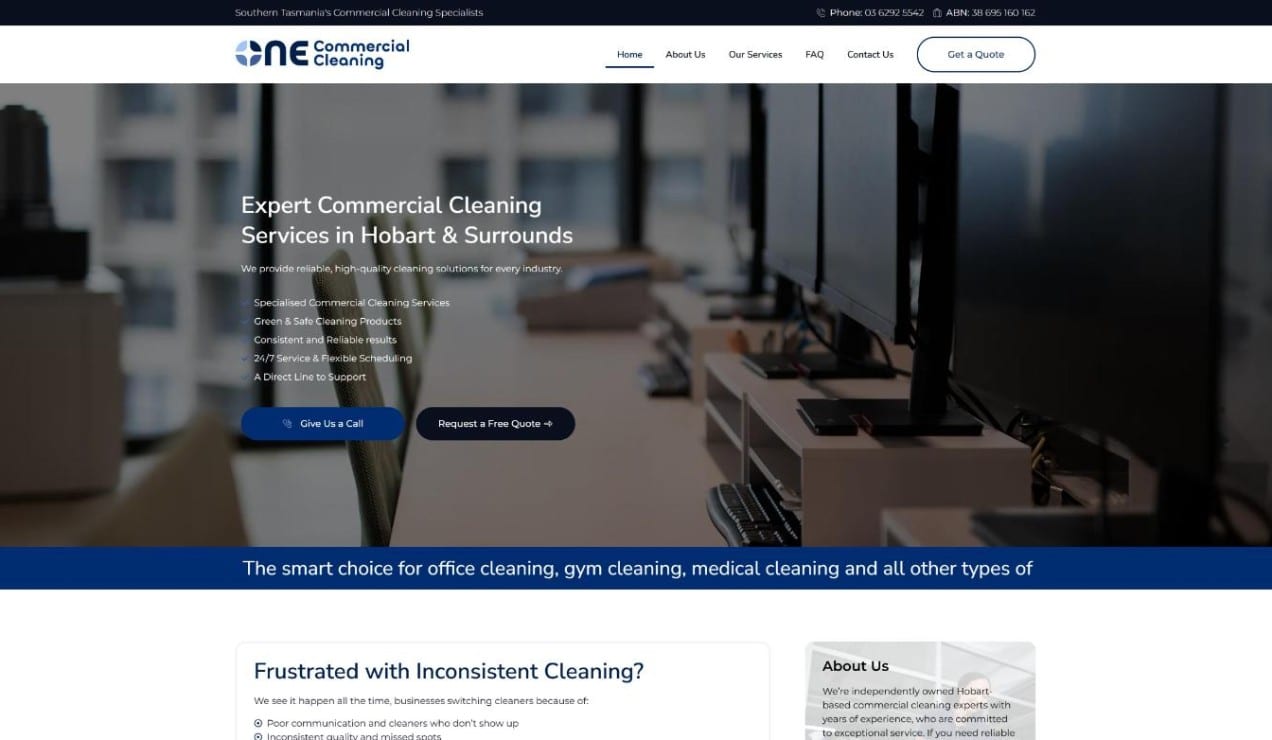 One Commercial Cleaning website